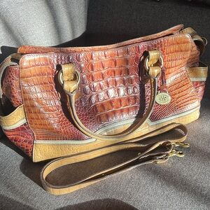 Coming up! Brahmin Tri Color Pecan Embossed Croc Satchel